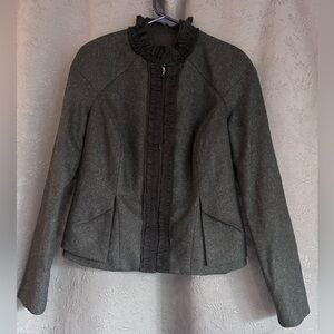 Magaschoni Dark Gray Ruffle-Front Blazer